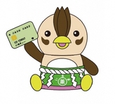 入間市マスコットキャラクターいるティーがカードを持って座っているイラスト