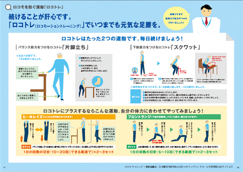 ロコモを防ぐ運動ロコトレのやり方のイラスト