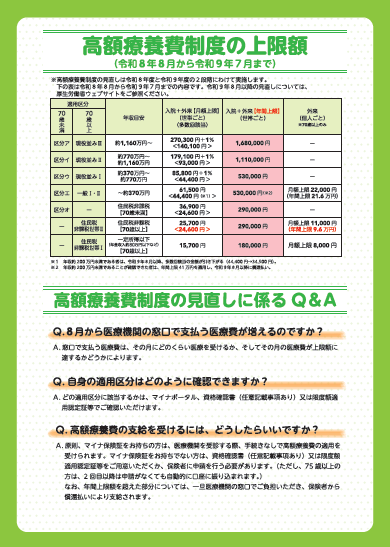 令和8年8月高額療養費見直しパンフレット2ページ目