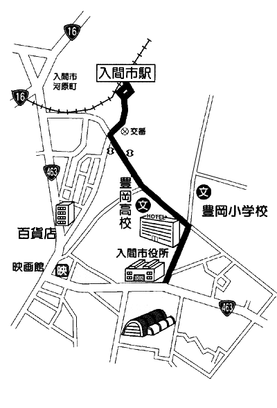 入間市駅から入間市役所までの案内地図