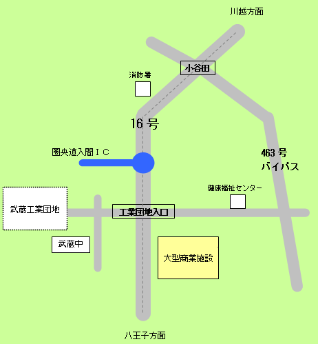 国道16号沿いの大型商業施設付近の地図