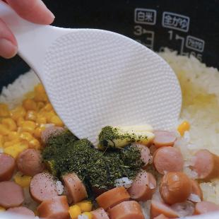 狭山茶ピラフ料理過程