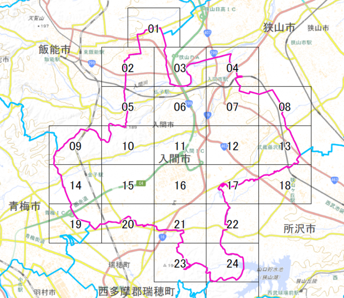 入間市全図（2500分の1）の地図