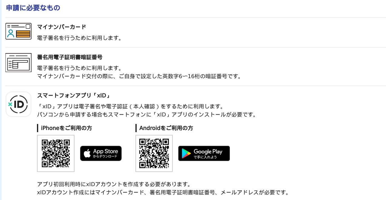 電子申請に必要なもの