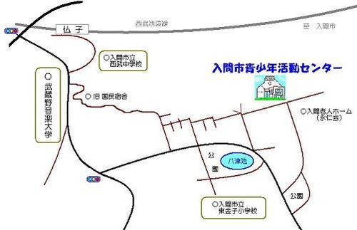 仏子駅から青少年活動センターへの案内地図