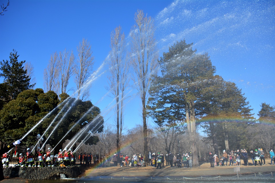 昨年度の一斉放水のようす