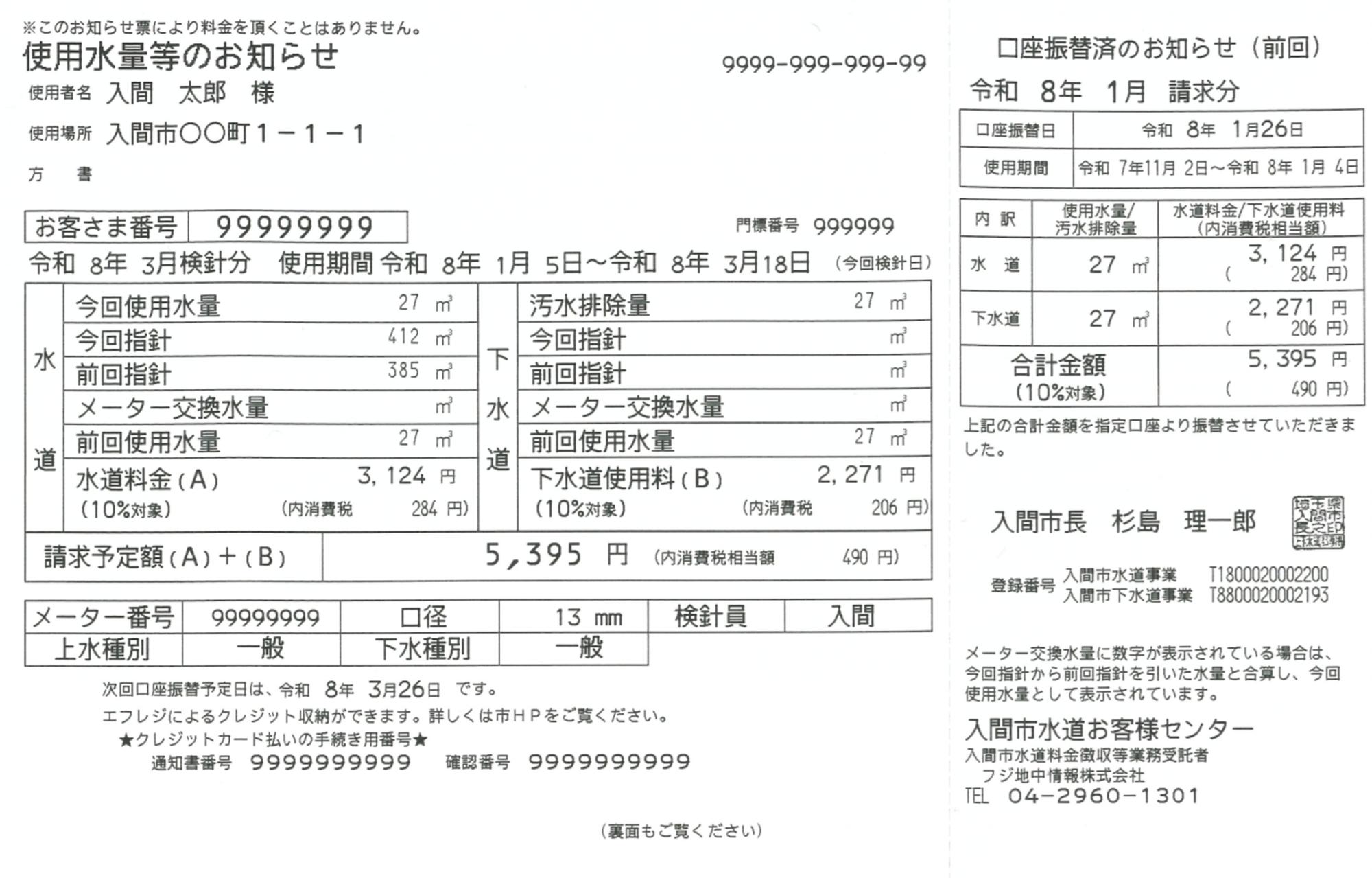 使用水量等のお知らせ
