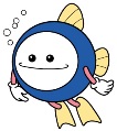 青くて丸い体に白い顔があり手足が生えているキャラクターのイラスト