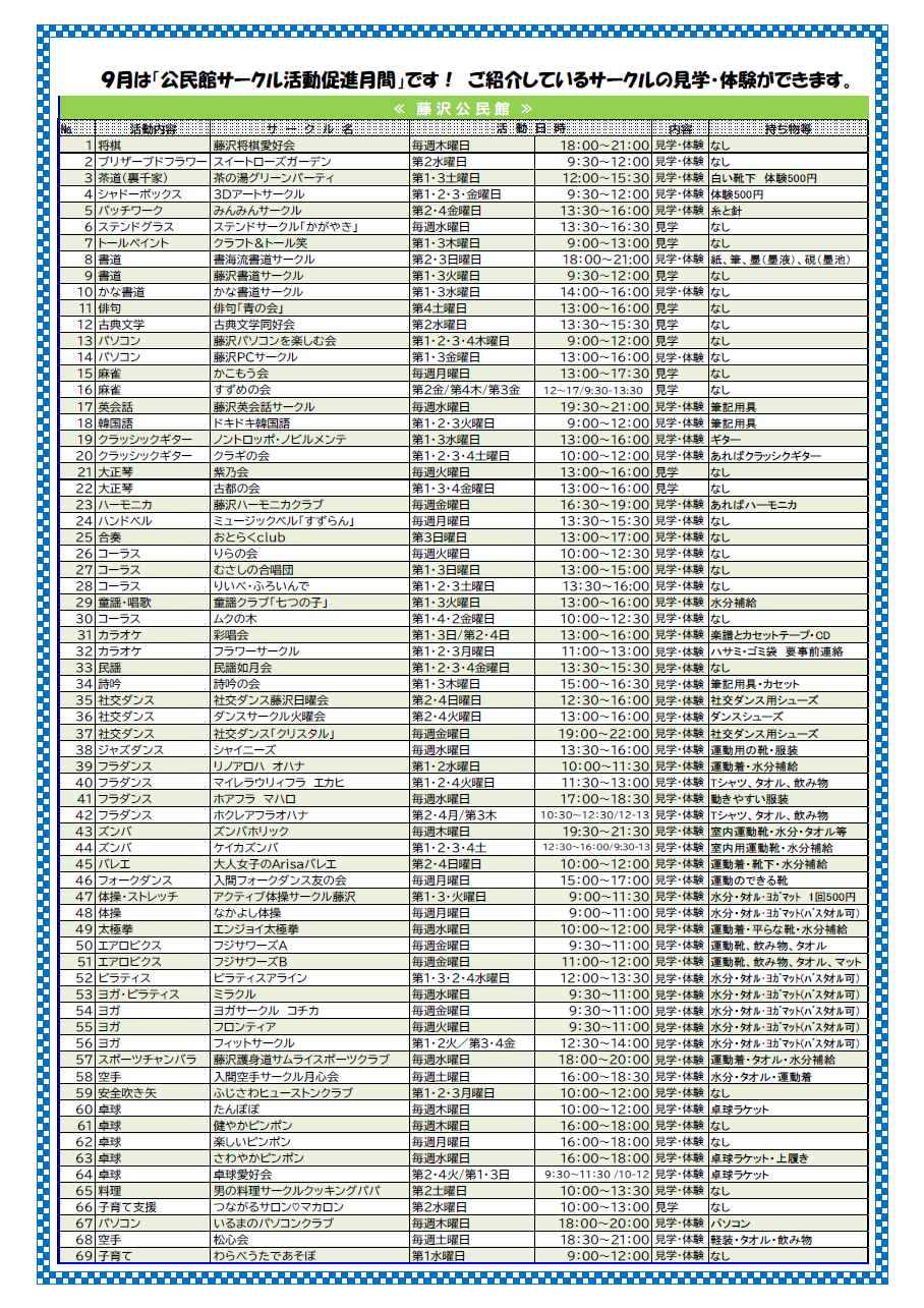 藤沢地区センターだより9月1日号3ページ目